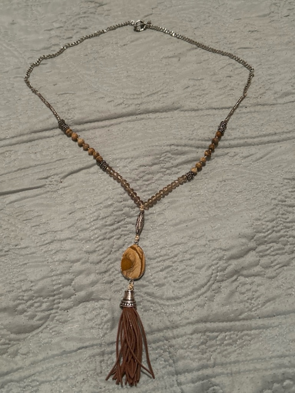 Handcrafted Brown Tassel Pendant Necklace - Women Jewelry
